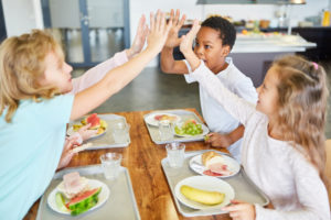 Children high-5 cafeteria table