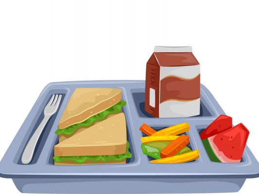 school lunch tray illustrated